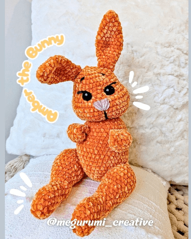 🐰🌸 Amber is quick to make, and adorable in any color, whether blue or orange, chenille or
worsted yarn! and she's perfect for Easter!
- Gallery image for Megurumi Creative's creations