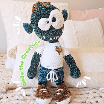 🎃 Andy the Creature is spooky, quirky, and full of personality with his mismatched eyes,
making him a perfect Halloween friend or a unique companion all year round! 🧟
 - Gallery image for Megurumi Creative's creations