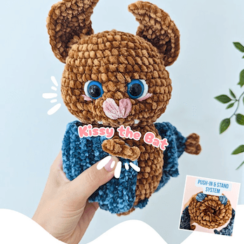 🦇 Kissy the Bat is cute in every style — classic black, colorful pastels, embroidered eyes,
or oversized safety eyes — she always brings her own unique, lovable charm. 🥰
 - Gallery image for Megurumi Creative's creations